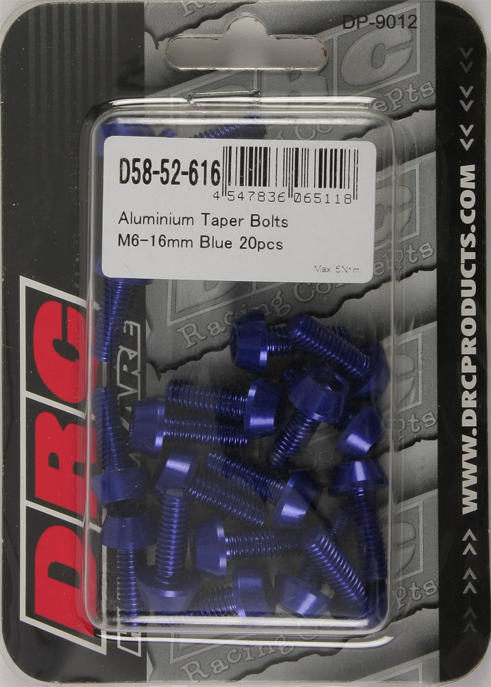 Aluminum Taper Bolts Blue M6x16mm 20/Pk