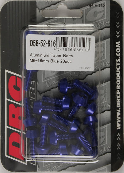 Aluminum Taper Bolts Blue M6x16mm 20/Pk