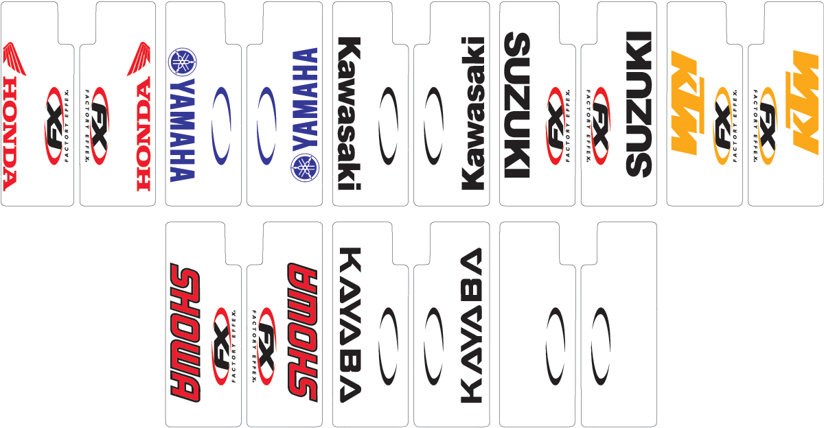 FACTORY EFFEX Fork Shield Decal - Upper - Kawasaki - Black 06-38104