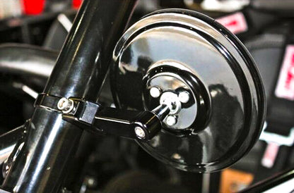 Round Convex Glass Billet Arm Side Mirror Black 5"
