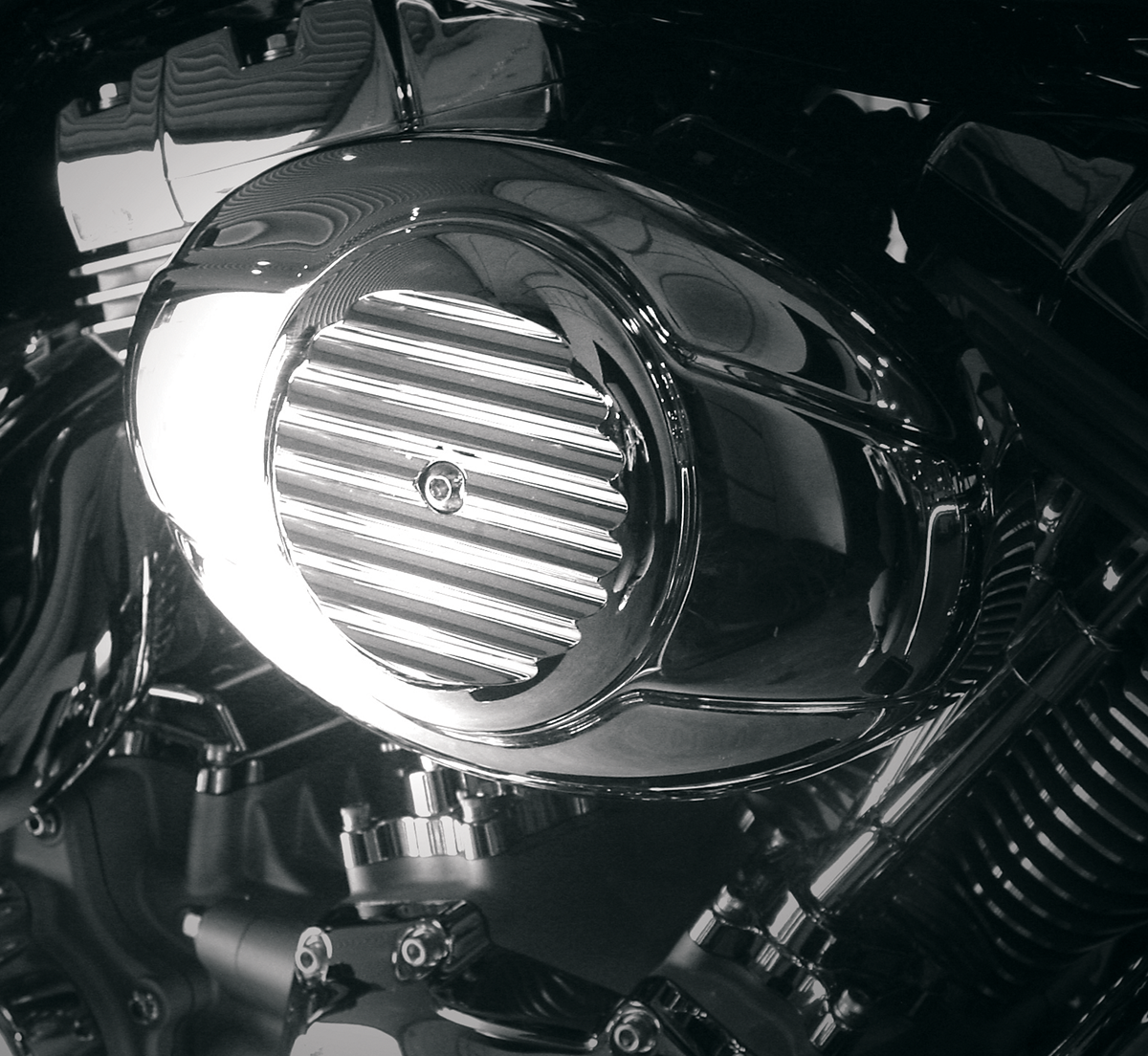 JOKER MACHINE Billet Air Cleaner Insert - Finned - Chrome 02-21FN