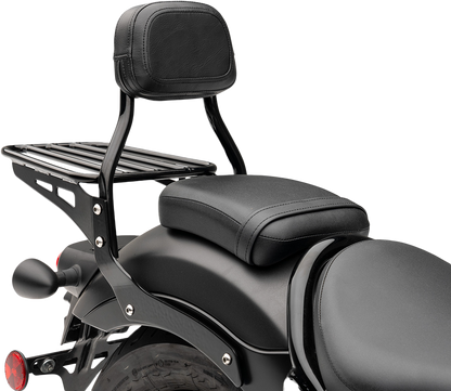Mini Round Sissy Bar W/Pad Black Hon Rebel 300/500