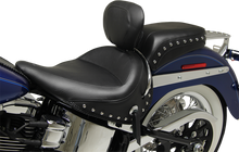 MUSTANG Wide Solo Seat - With Backrest - Black - Studded w/ Concho - FLSTN '05-'17 79913