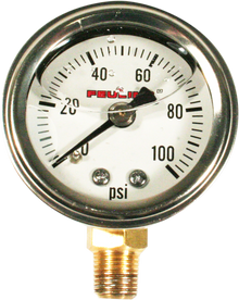 FEULING PARTS Liquid Filled Oil Pressure Gauge - 1.5" Dial - 1/8" NPT Bottom Port - White Face 9040