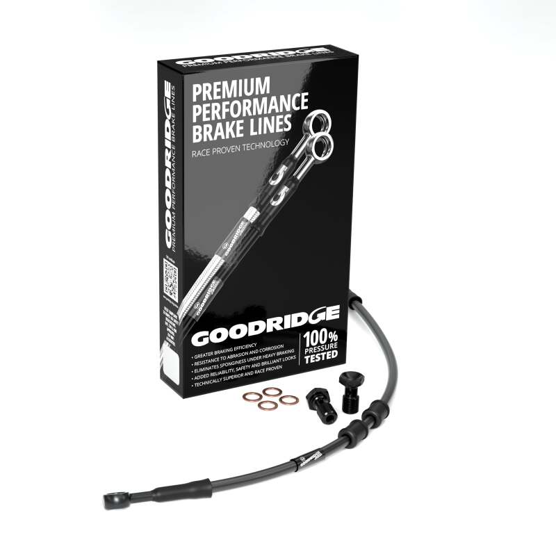 Goodridge 14-15 HD FXDBB/FXDBP Drag Bar (w/ABS) +8in Black Brake Line Kit w/Black Fittings