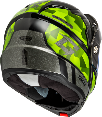 Md 74 Striker Modular Helmet W Gld Shld Blk/Slvr/Grn Mtlc Xs