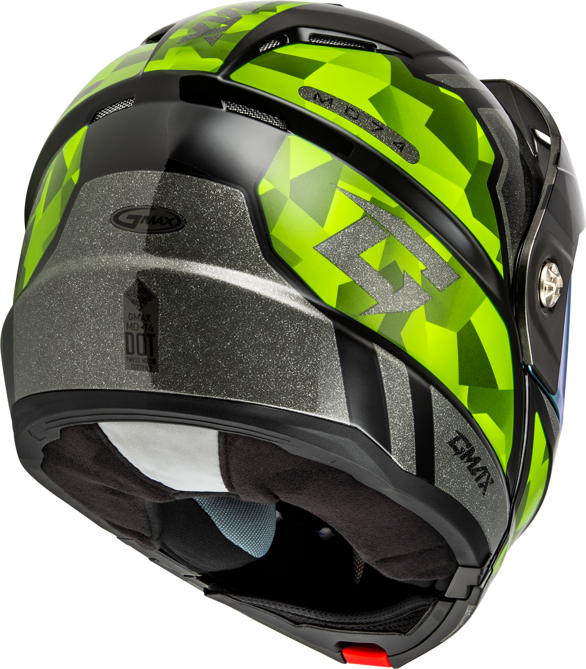 Md 74 Striker Modular Helmet W Gld Shld Blk/Slvr/Grn Mtlc Md
