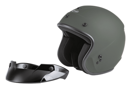 Of 2 Open Face Helmet Matte Green Sm
