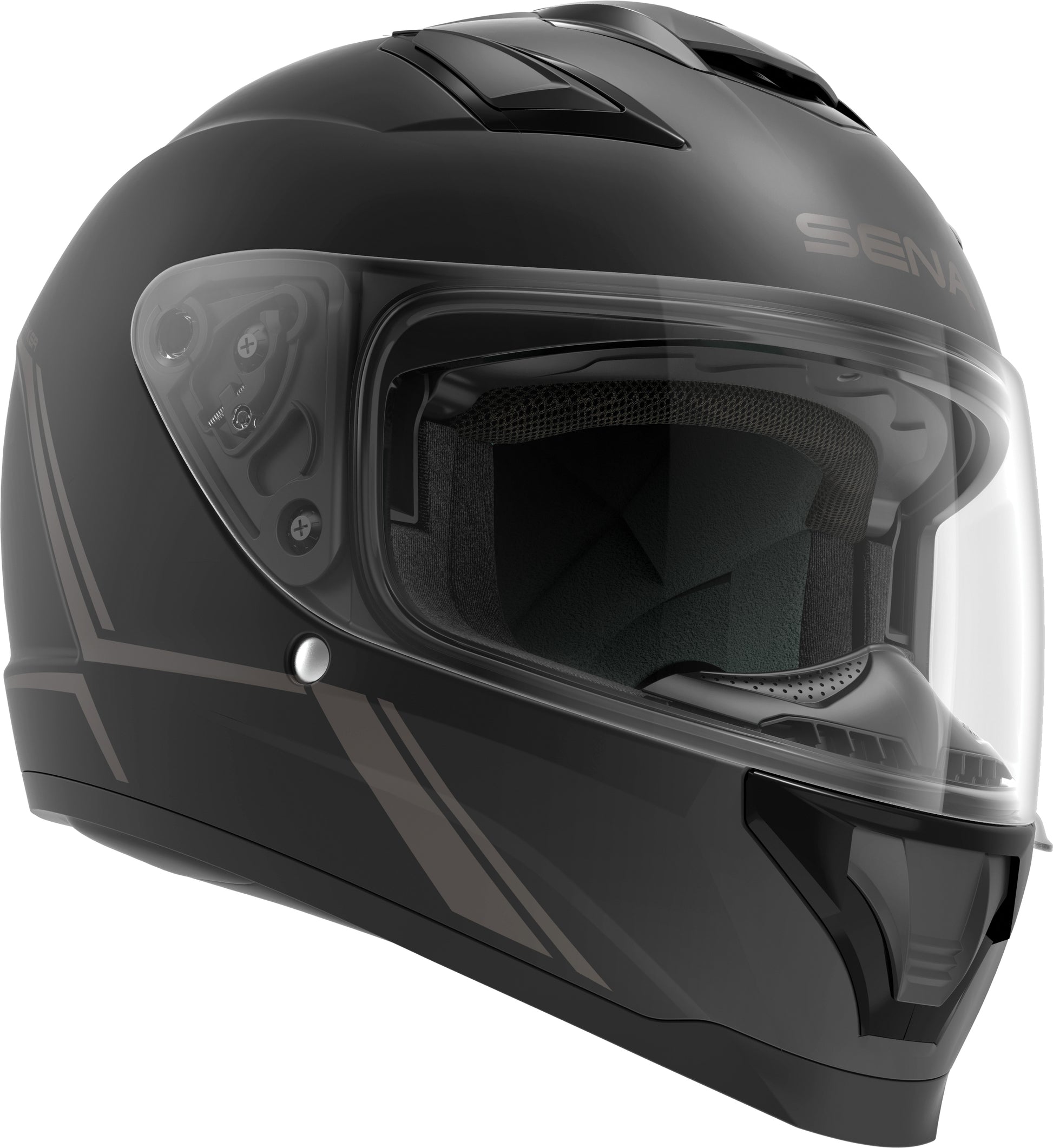Stryker Full Face Helmet With Mesh Intercom Matte Black Sm