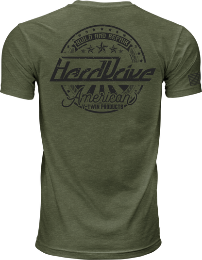Harddrive Emblem Tee Olive Green/Black Md