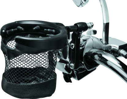 Kuryakyn Drink Holder Mesh Basket with Perch Mount Universal Gloss Black