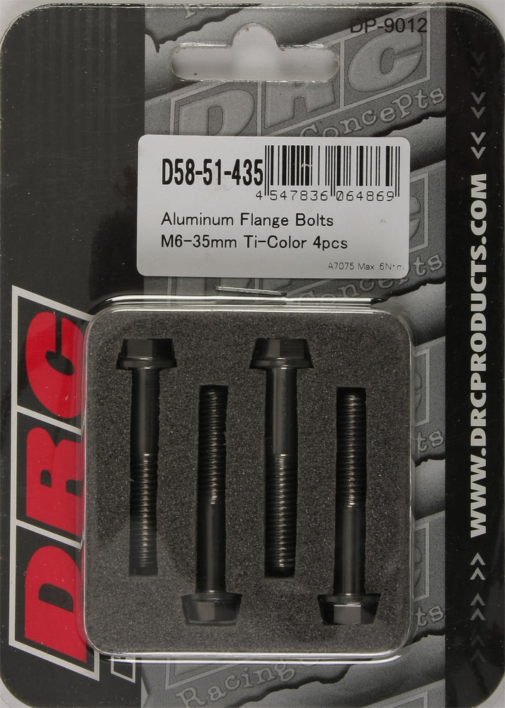 Aluminum Flange Bolts Titanium M6x35mm 4/Pk