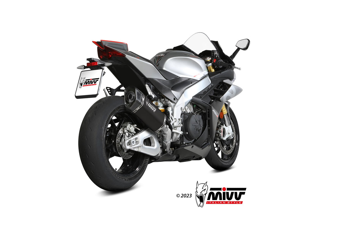 MIVV Slip-on, SR-1 Black Titanium, Standard Exhaust For Aprilia RSV4/Tuono V4 1100 2021-2023