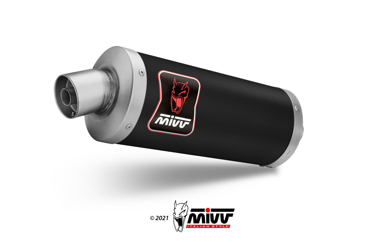 MIVV Slip-on, Dakar Black Stainless Steel, Standard Exhaust For Aprilia Tuareg 660 2022-2023