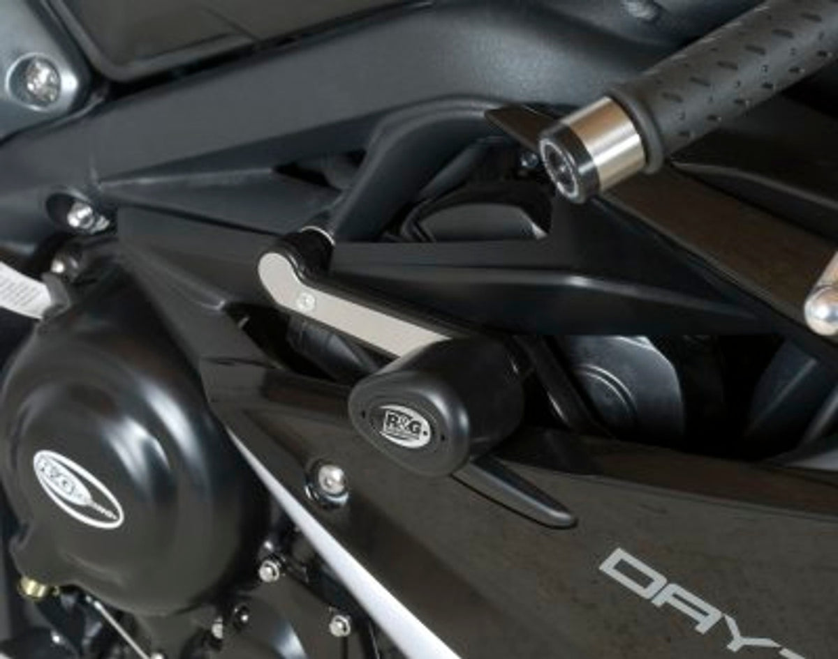 R&G Racing Aero no-cut Frame Sliders, RACE VERSION for Triumph 675 Daytona '13-'19