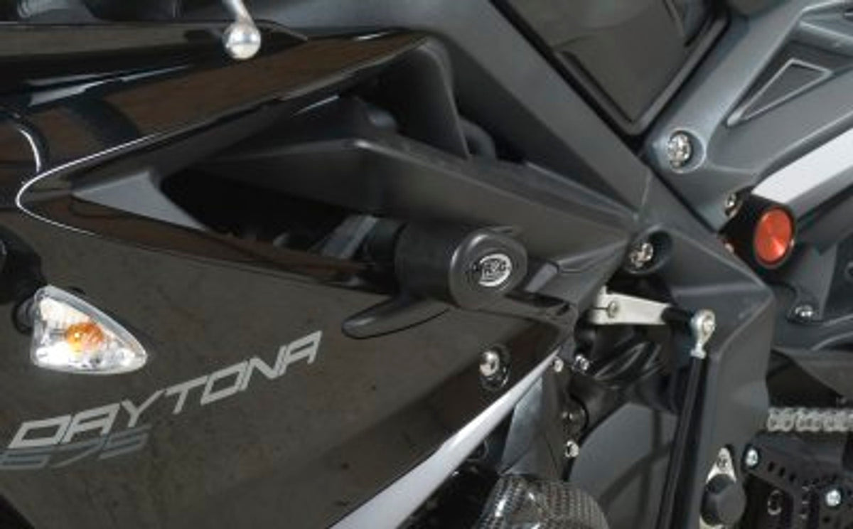 R&G Racing Aero no-cut Frame Sliders, RACE VERSION for Triumph 675 Daytona '13-'19