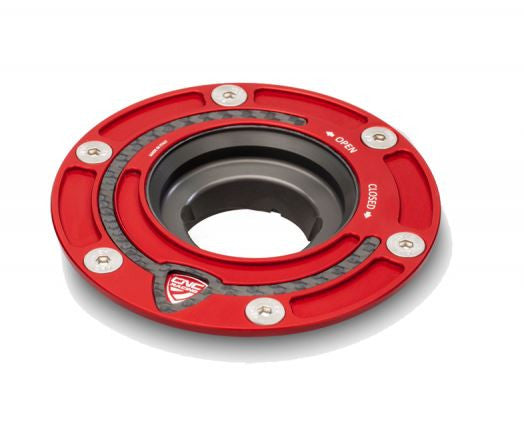 CNC Racing Aluminum with Carbon Inlay Gas Cap Flange for newer Ducati, MV Agusta, and Aprilia