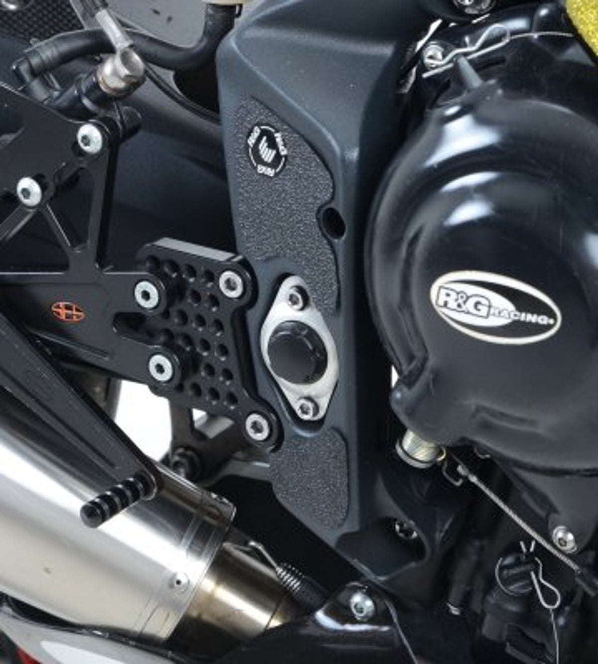 R&G Racing Boot Guard 5-piece (Upper / Lower Frame & LHS Swingarm) for Triumph 675 Daytona '13-'19