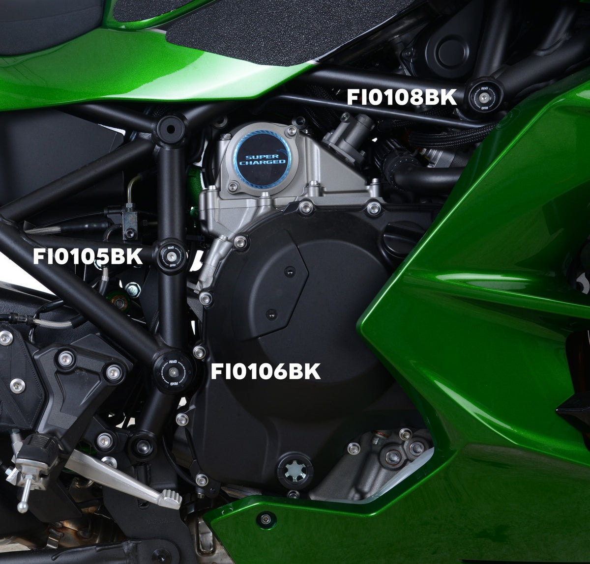 R&G Racing Frame Plug - left or right, mid frame (UKo needed per bike) for Kawasaki H2 / H2R '15-'22, H2 SX '16-'22