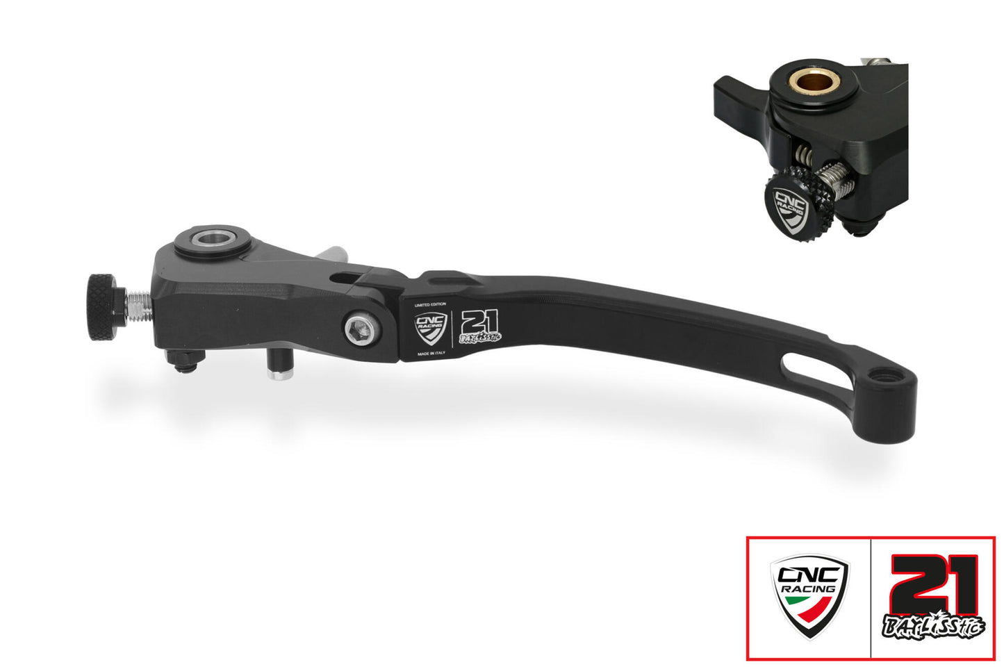 CNC Racing TROY BAYLISS LIMITED EDITION Billet RACE Folding Adjustable Clutch Lever for Aprilia, Ducati, and MV Agusta F4 RR/RC - 190mm
