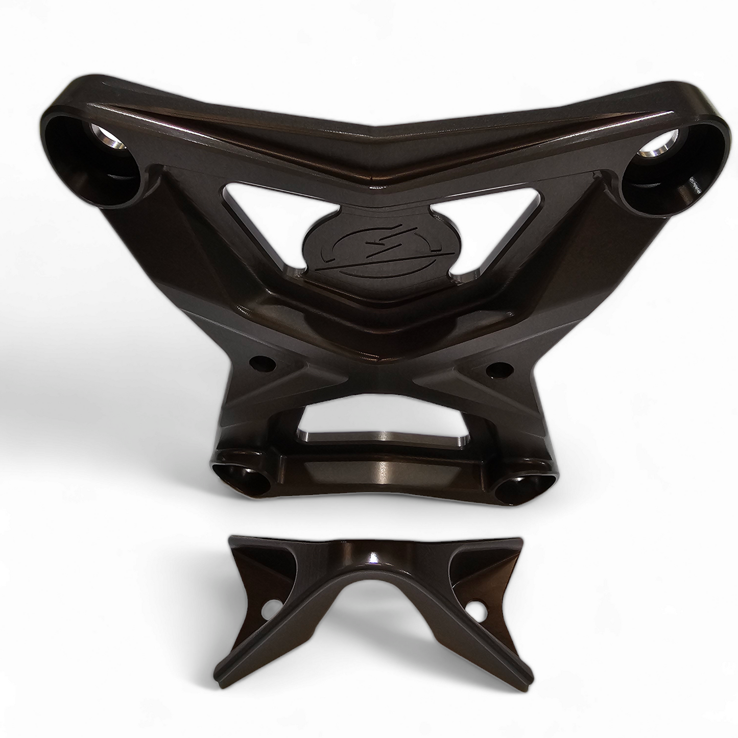 6061 billet aluminum construction detail on Polaris RZR Pro XP gunmetal radius rod plate