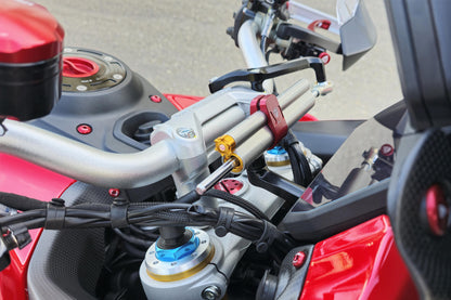 CNC Racing Steering Damper Mount kit for Ducati Multistrada V4 Pikes Peak / RS with OE Handlebar Clamp / Riser