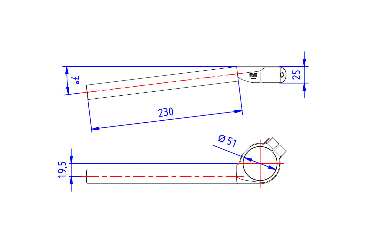 CNC Racing No-rise 51mm Clip-Ons
