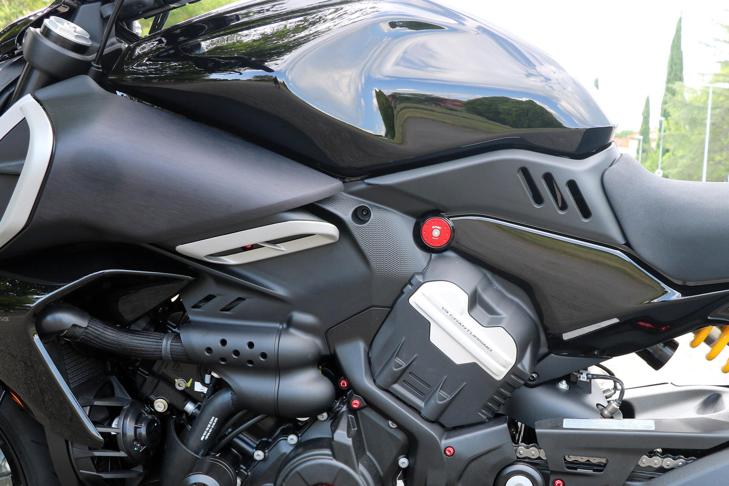 CNC Racing Upper Frame Plug Kit for the Ducati Diavel V4