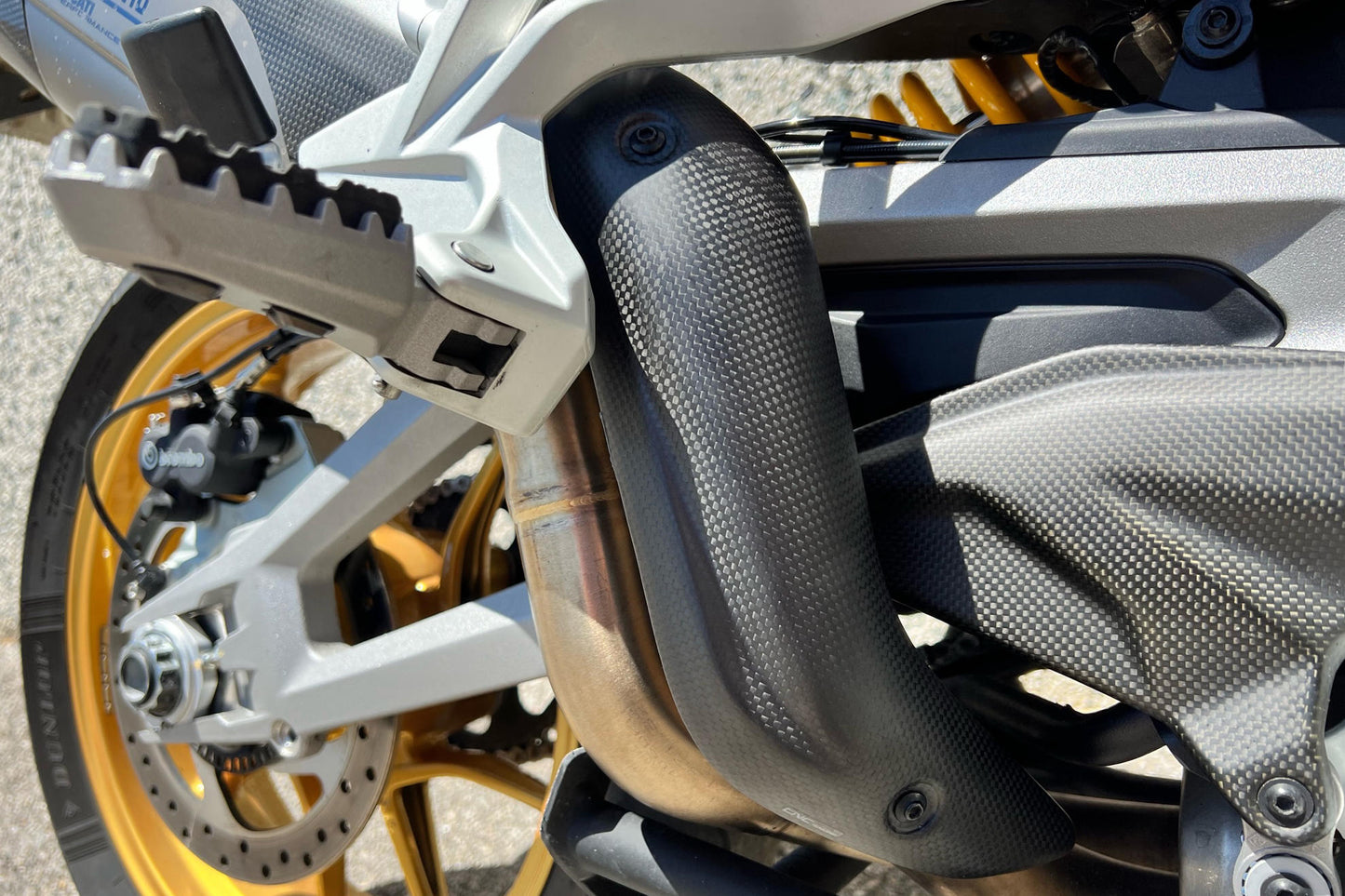 CNC Racing Carbon Fiber Lower Exhaust Pipe Guard for the Akrapovic Full System for the Ducati Multistrada V4 / S / Sport / Pikes Peak