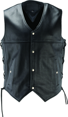 Kuryakyn Leather By River Road Old Skool Leather Vest Black - 2XL