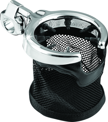 Kuryakyn Drink Holder with Mesh Basket 1 inch Clamp Chrome