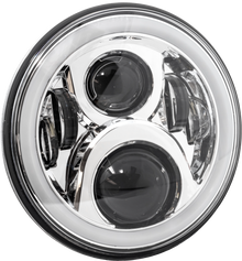 7" Led Headlight Chrome Halo Indian