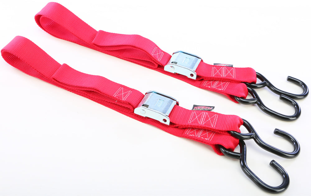 Tie Down Cam S Hook 1.5"X5.5' Red Pair