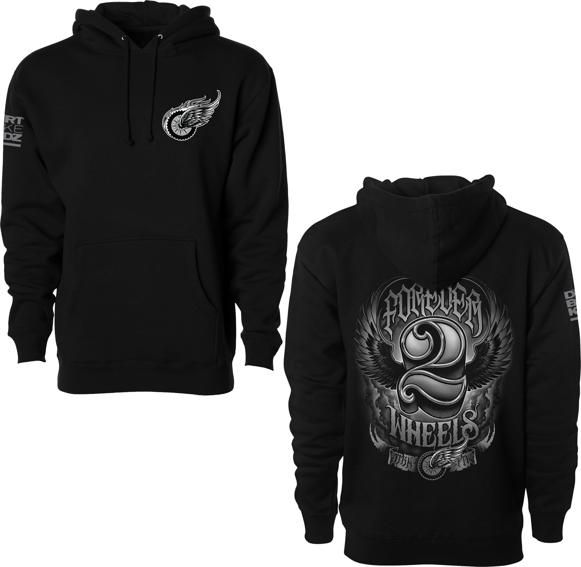 Two Wheels Hoodie Black Sm