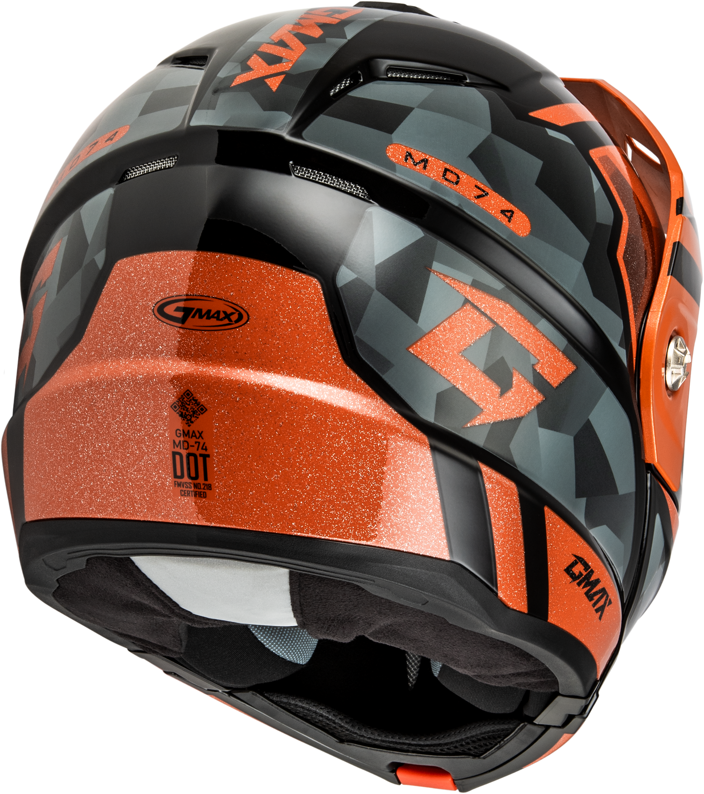 Md 74 Striker Modular Helmet W Smk Shield Blk/Gry/Or Mtlc Md
