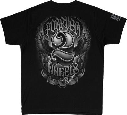 Two Wheels Youth Tee Black Yx