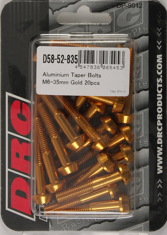 Aluminum Taper Bolts Gold M6x35mm 20/Pk