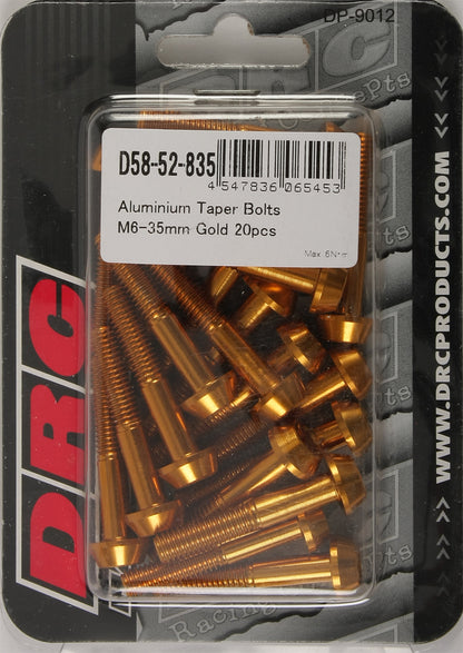 Aluminum Taper Bolts Gold M6x35mm 20/Pk
