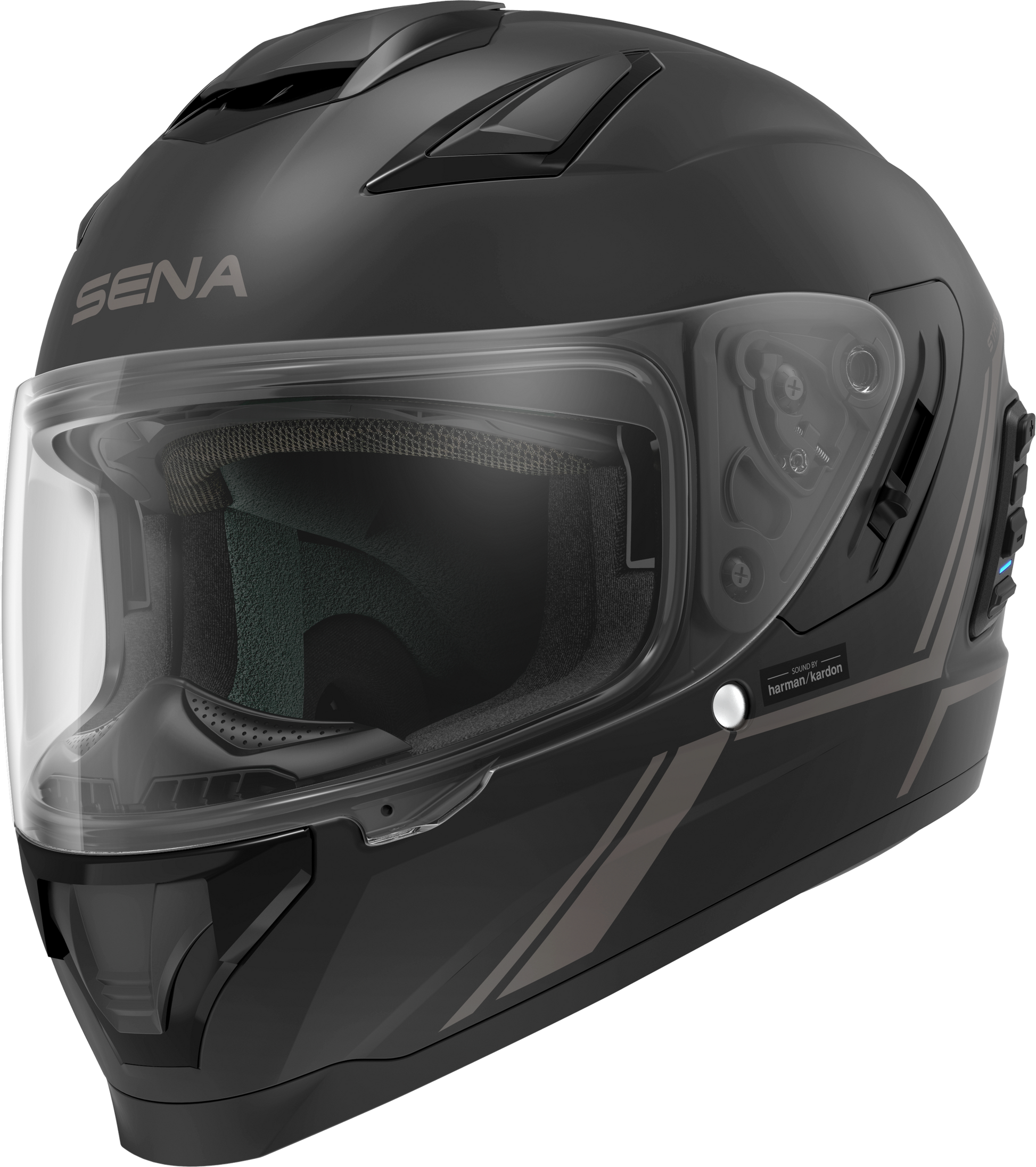 Stryker Full Face Helmet With Mesh Intercom Matte Black Lg