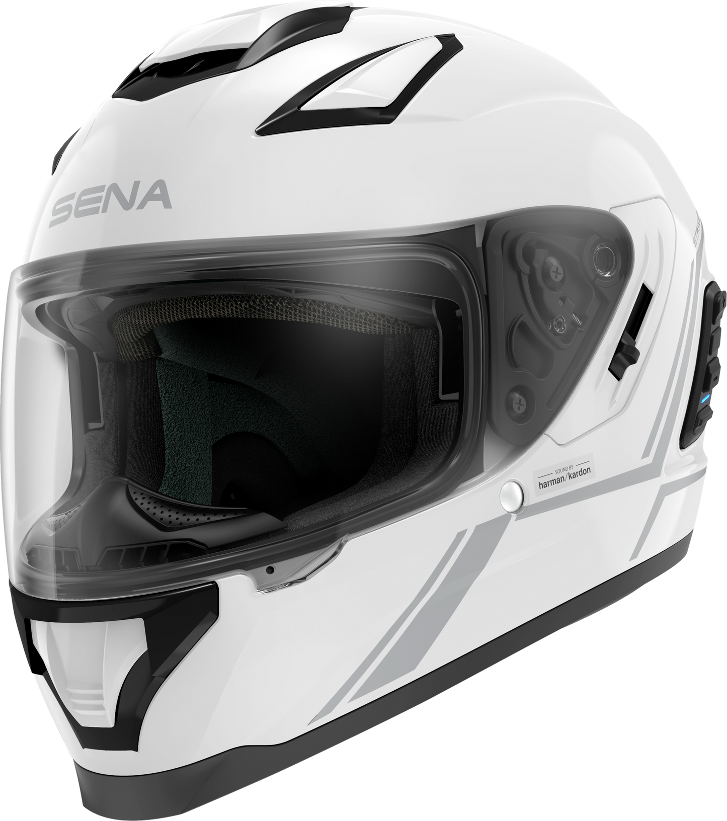 Stryker Full Face Helmet With Mesh Intercom Gloss White Sm