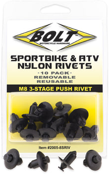 M8 Three Stage Push Rivet Kit 10/Pk