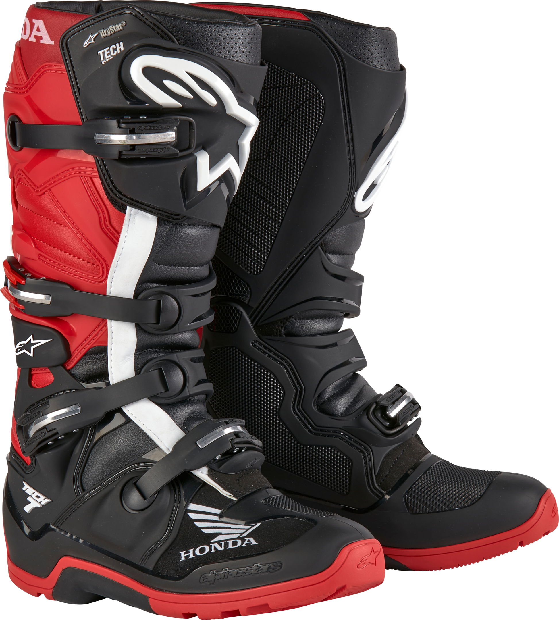 Honda Tech 7 Enduro Drystar Black/Bright Red Sz 12