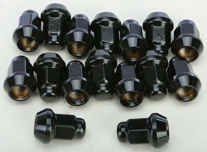 Lug Nuts Black Pol 3/8" 24 60' Tapered 16/Pk