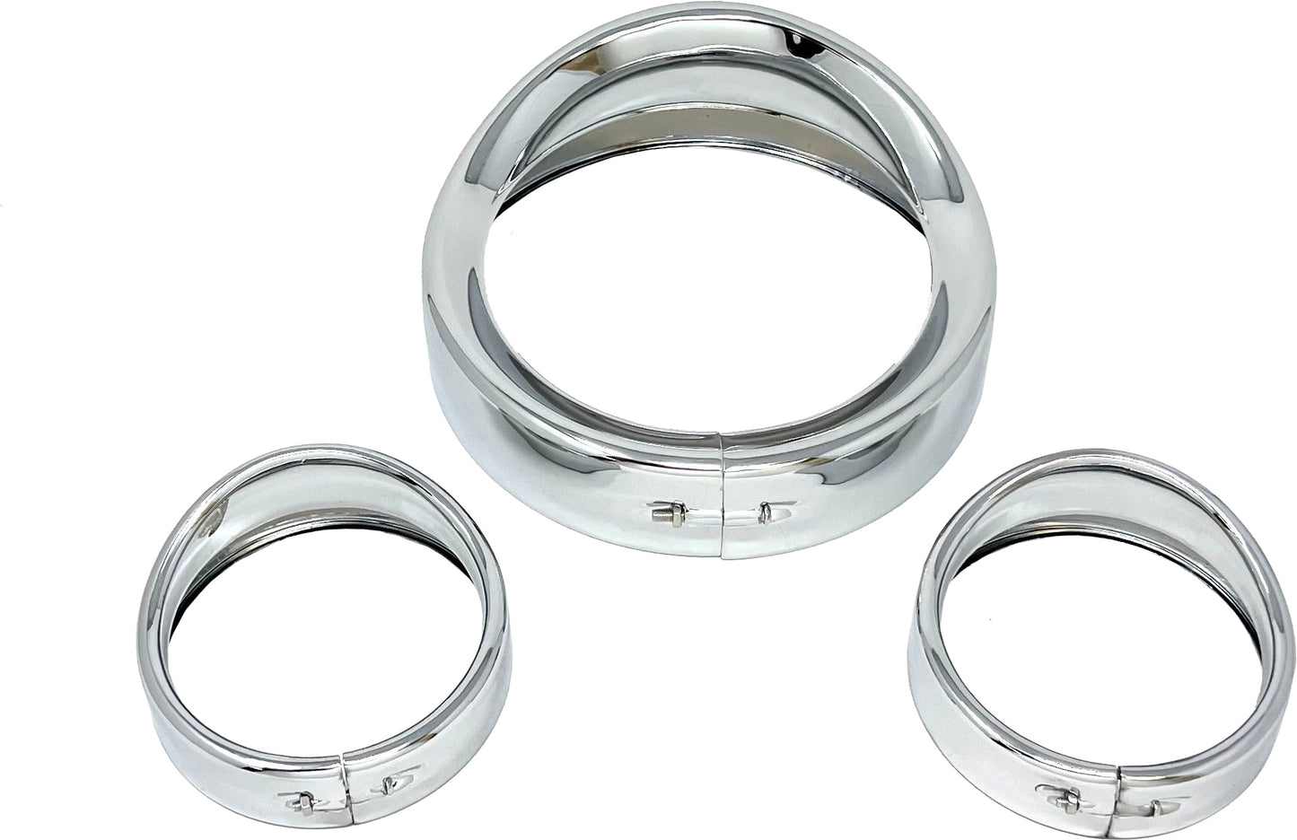 7" Show Chrome Head/Pass Lights  Frenched Visor Kit