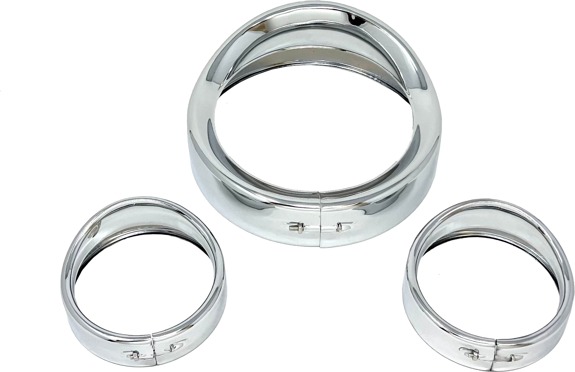 7" Show Chrome Head/Pass Lights  Frenched Visor Kit