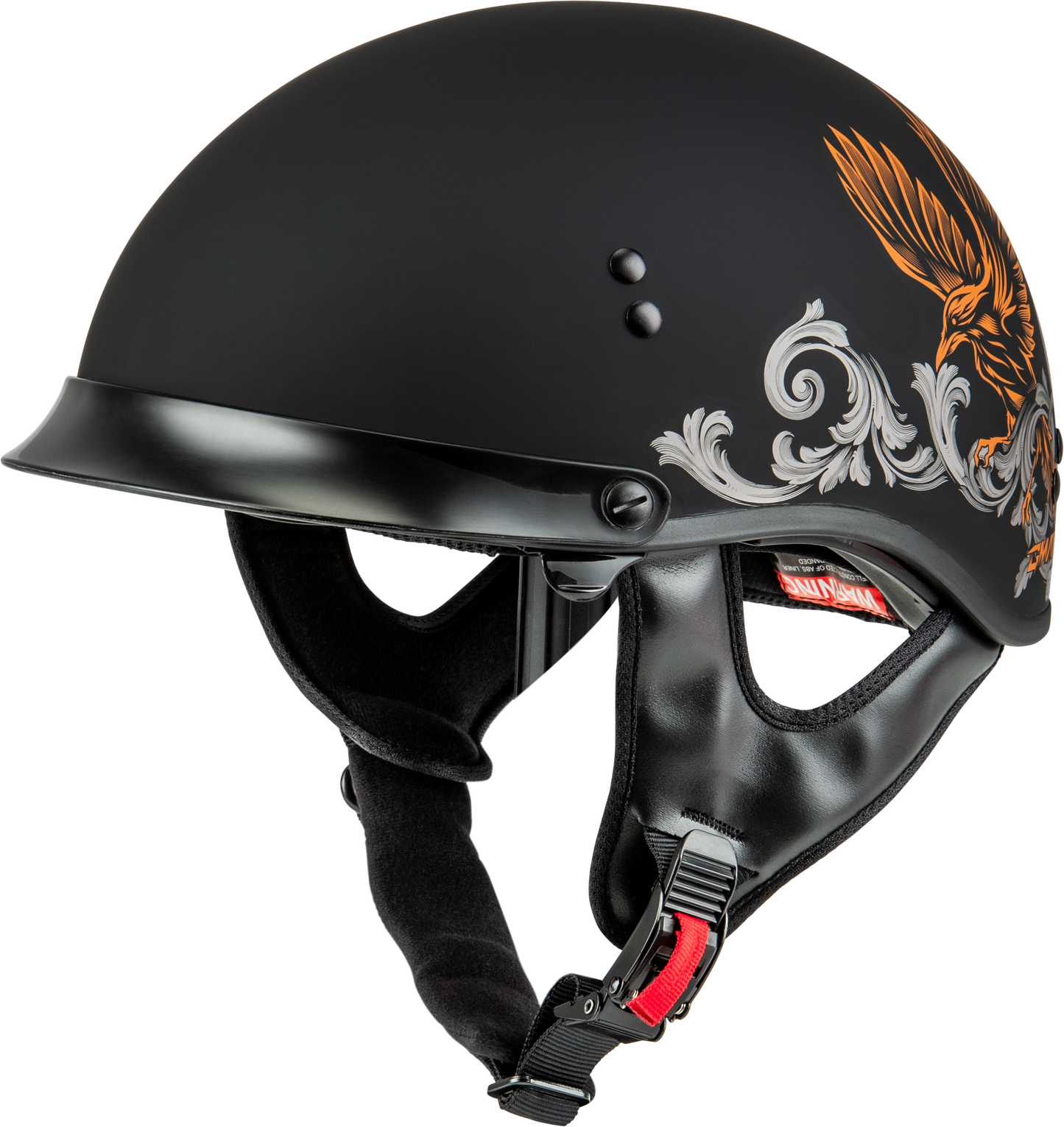 Hh 65 Corvus Helmet W/Peak Matte Black/Silver/Orange 2x