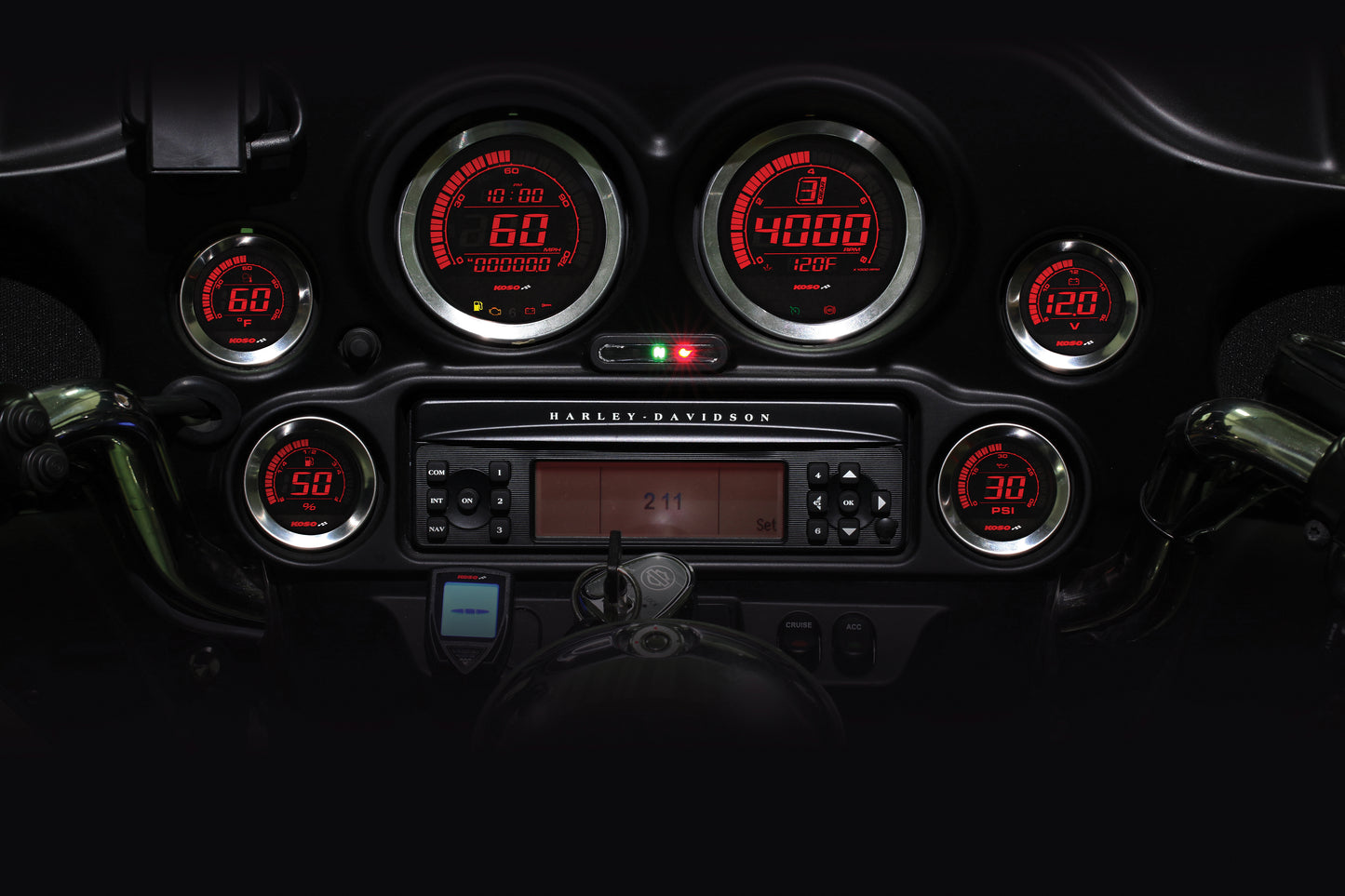 Hd 02 Series Gauge Kit Silver Bezel Oil Temp