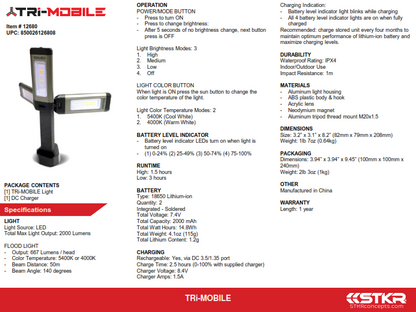 Tri Mobile Work Light 2000 Lumen