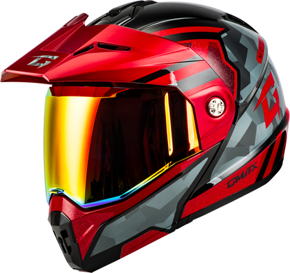 Md 74 Striker Modular Helmet W Red Shield Blk/Gry/Rd Mtlc Md
