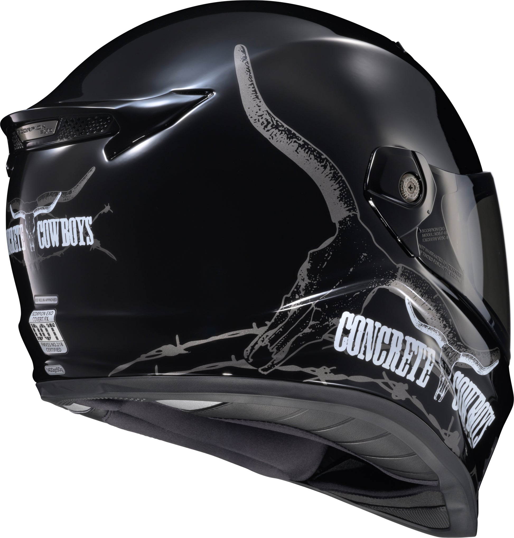 Covert Fx Full Face Helmet Concrete Cowboys Gloss Blk Sm